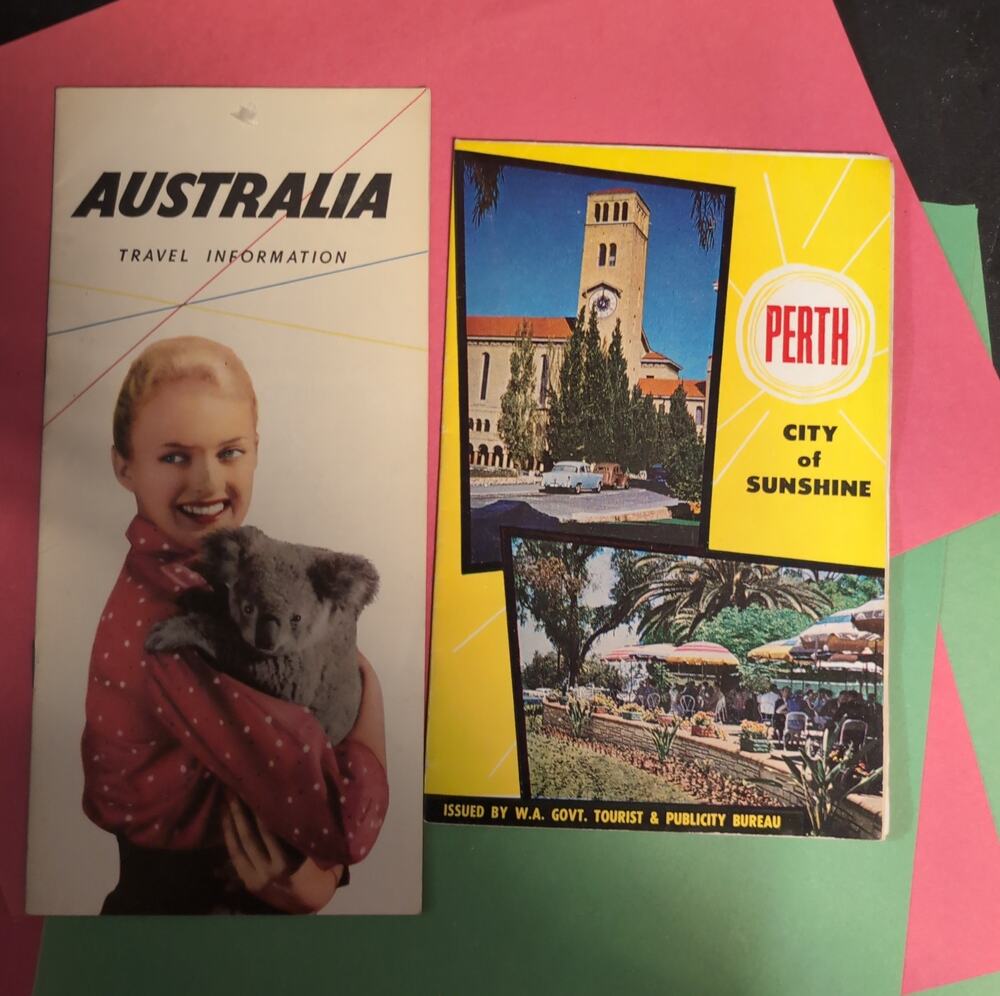 Vintage 1960s Australia Travel Brochure Guides Map Perth Lot